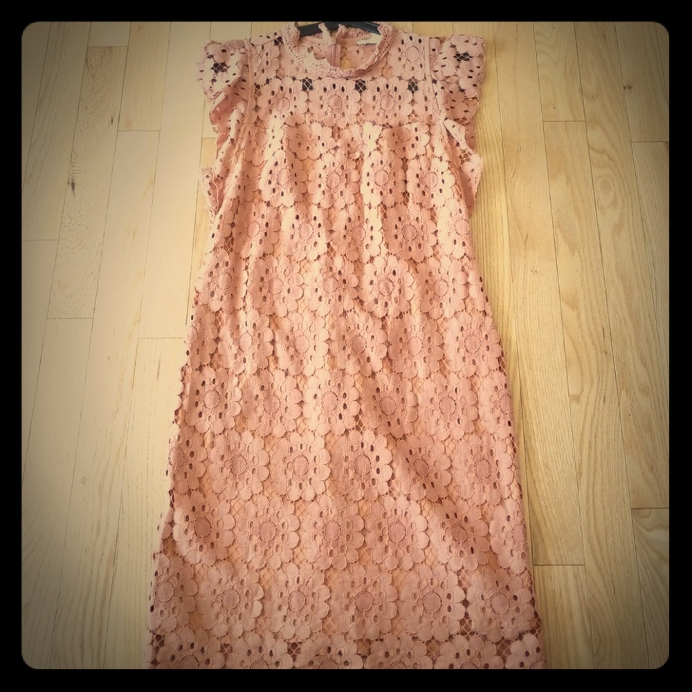 Cato Sz.8 Floral Crochet Dress w/ Lining Dust Col